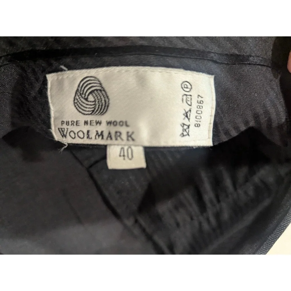 Gary Peters Pleated Dress Pants Mens 40 Charcoal Grey Pure New Wool Trousers